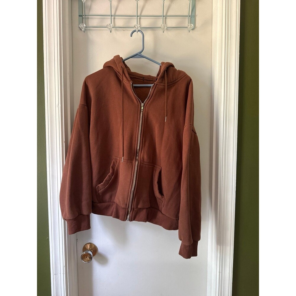 Oversized zip up sweatshirt ‘brown’